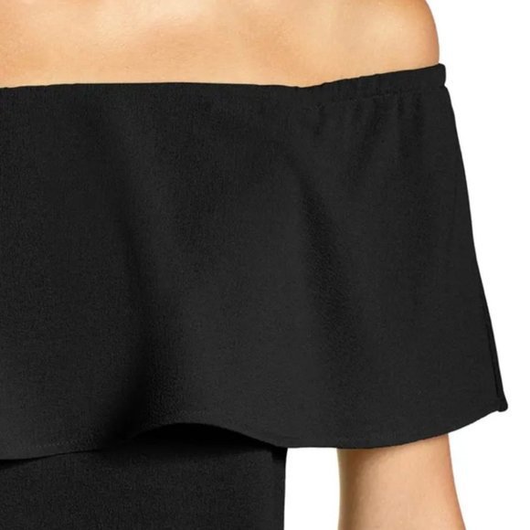 NWT CHARLES HENRY Off The Shoulder Black Dress (XS)‎ - Picture 3 of 13